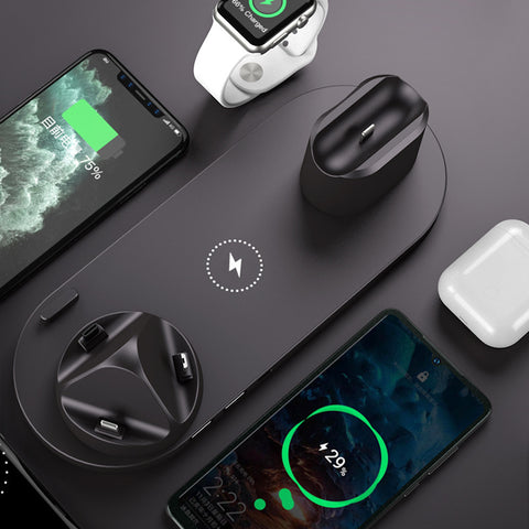 6-in-1 Wireless Charger Dock – Fast Charging Pad for iPhone, Phone, and Watch