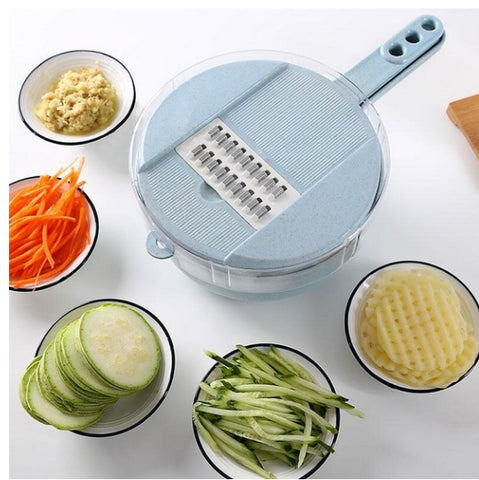 8-in-1 Mandoline Vegetable Slicer – Multi-Function Potato Peeler, Carrot & Onion Grater with Strainer, Kitchen Cutter & Accessories