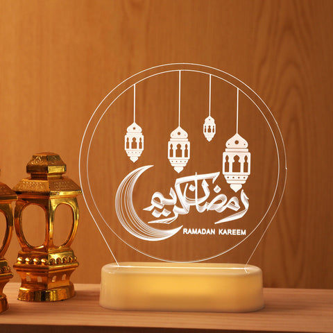 Ramadan LED Castle Moon Kerosene 3D Hanging Lamp