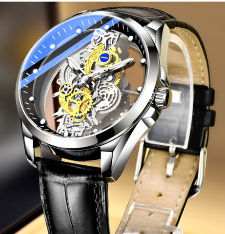 Men's Skeleton Automatic Quartz Watch – Gold Vintage Luxury Timepiece by Top Brand