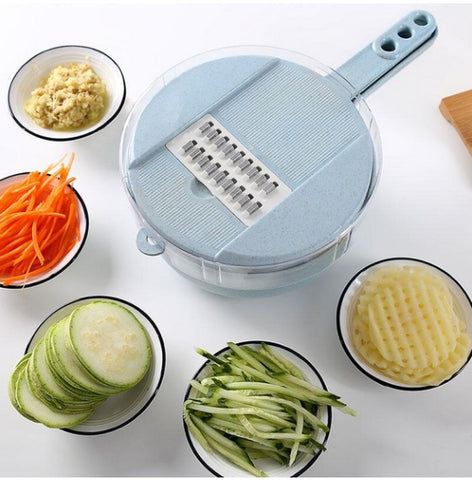 8-in-1 Mandoline Vegetable Slicer – Multi-Function Potato Peeler, Carrot & Onion Grater with Strainer, Kitchen Cutter & Accessories