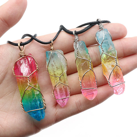 Hot Selling Crystal Pillar Tree of Life Pendant – Trendy Stone Necklace