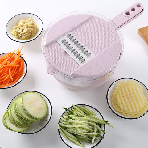 8-in-1 Mandoline Vegetable Slicer – Multi-Function Potato Peeler, Carrot & Onion Grater with Strainer, Kitchen Cutter & Accessories