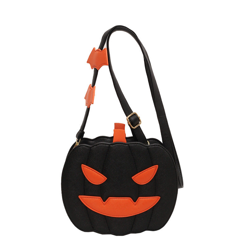 2023 Halloween Pumpkin Cartoon Crossbody Bag – Funny & Creative Shoulder Bag with Bat Design for Women