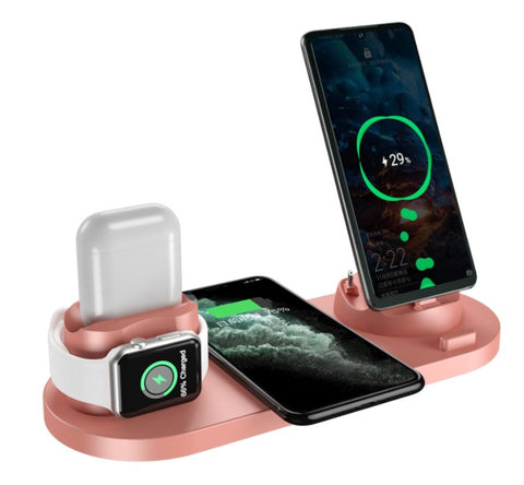 6-in-1 Wireless Charger Dock – Fast Charging Pad for iPhone, Phone, and Watch