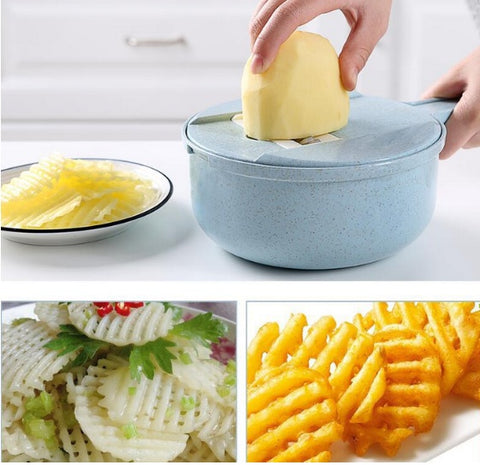 8-in-1 Mandoline Vegetable Slicer – Multi-Function Potato Peeler, Carrot & Onion Grater with Strainer, Kitchen Cutter & Accessories