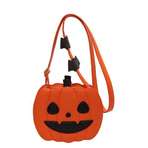 2023 Halloween Pumpkin Cartoon Crossbody Bag – Funny & Creative Shoulder Bag with Bat Design for Women