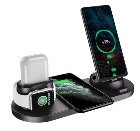 6-in-1 Wireless Charger Dock – Fast Charging Pad for iPhone, Phone, and Watch