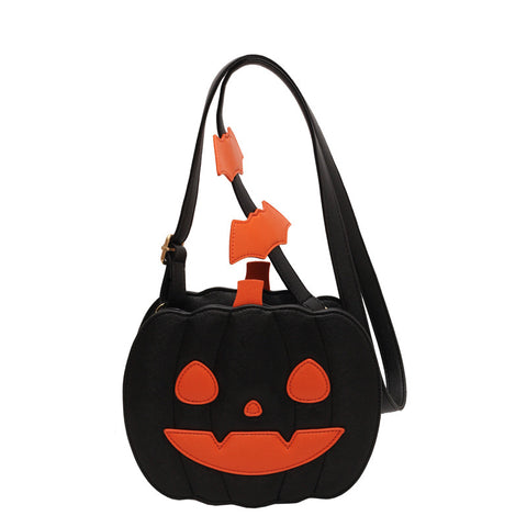 2023 Halloween Pumpkin Cartoon Crossbody Bag – Funny & Creative Shoulder Bag with Bat Design for Women