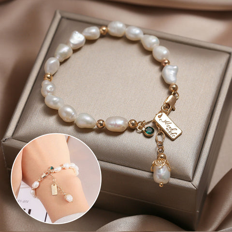 Natural Zircon & Pearl Bracelet – Luxury Fashion Jewelry