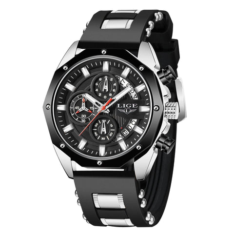 Luxury Men's Sports Watch – Top Brand Silicone Chronograph, Quartz Date Clock, Waterproof Wristwatch