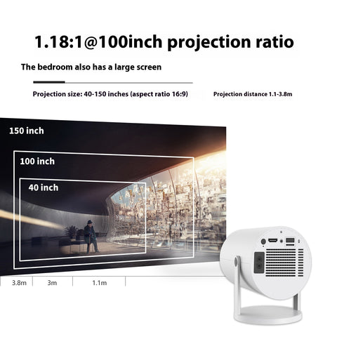 Portable Mini Projector – 180° Projection Angle, Automatic Focus, Home Video Projector for Easy Use