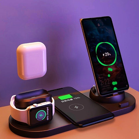 6-in-1 Wireless Charger Dock – Fast Charging Pad for iPhone, Phone, and Watch